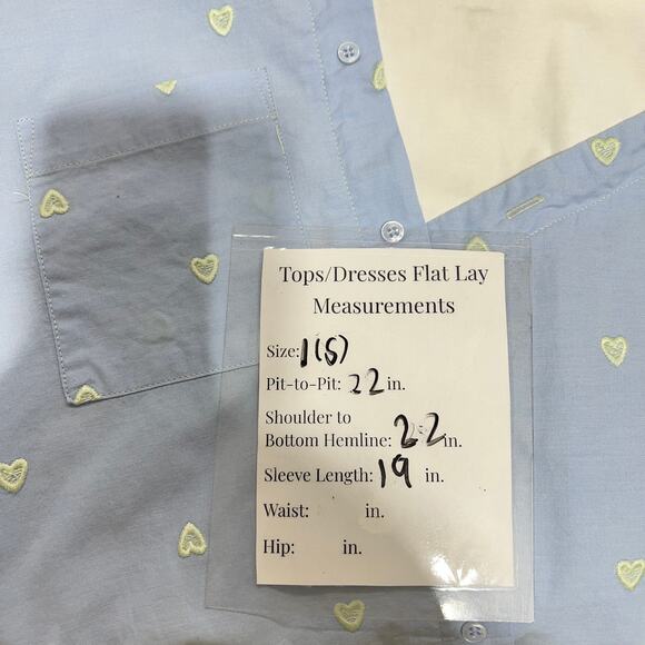 Maje Off-Shoulder Heart Pattern Pop Over  Poplin Blouse Women's S Blue White - Picture 11 of 11